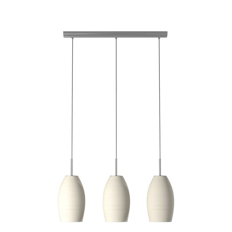 Eglo Batista 3-light Matte Nickel Island Light with White Wiped Glass