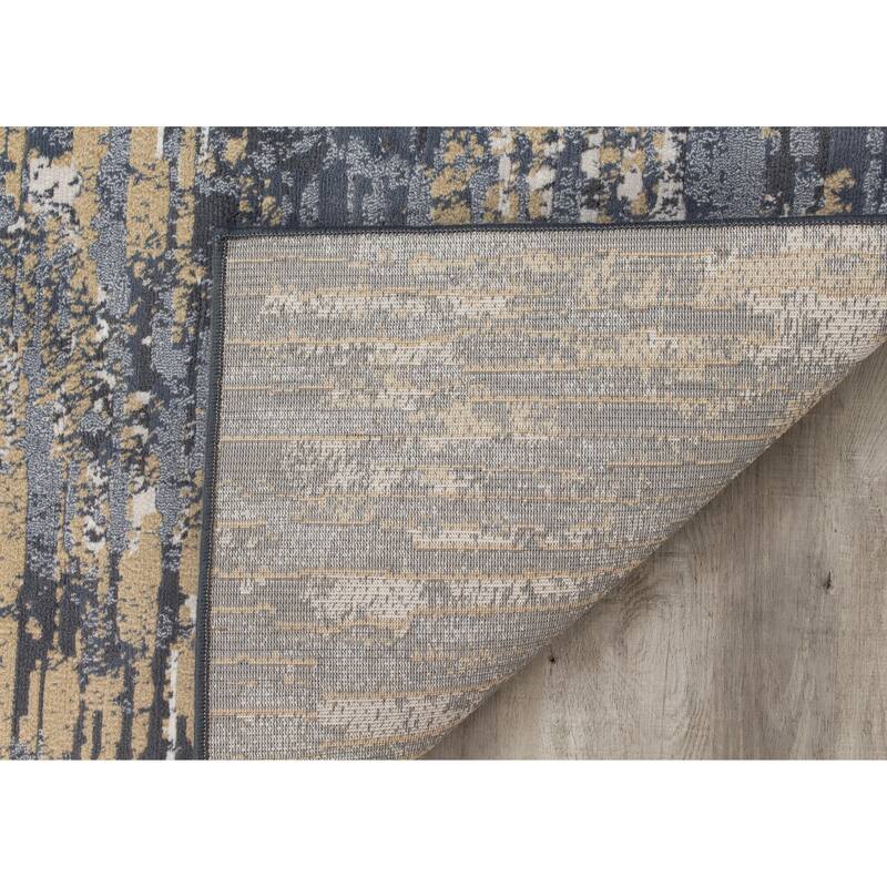Iris Beige/ Blue Distressed Rip Rug