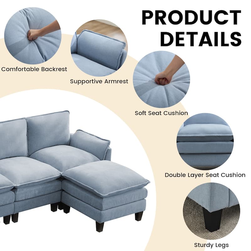 Luxury 4-Seater Sofa & Footstool – Ultra-Plush, Multi-Room Comfort