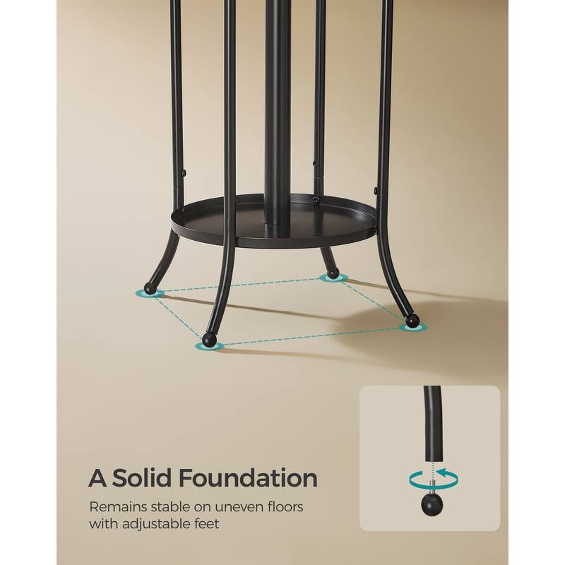 Modern Tall Freestanding Coat Rack with Metal Frame and Umbrella Holder for Home and Office - 15.7"D x 15.7"W x 68.9"H