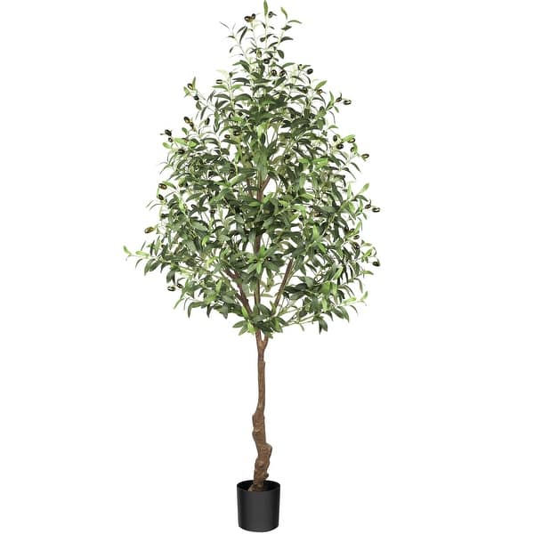 slide 2 of 13, Faux Tree Indoor Artificial Olive Tree with Leaves and Fruits Green - 5.9"L x 5.9"W x 70.9"H