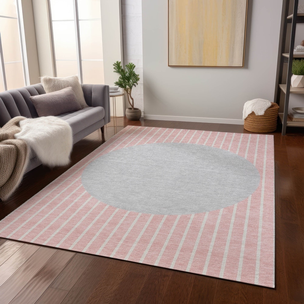 Machine Washable Indoor/ Outdoor Modern Sunrise Chantille Rug