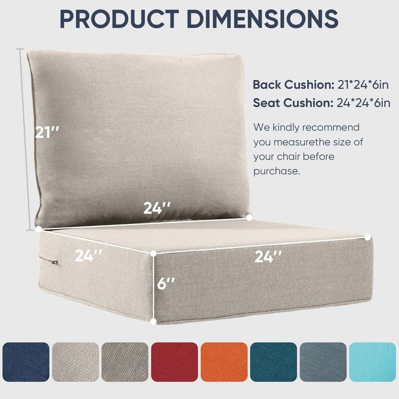 Outdoor Deep Seat Cushion Set 24 x 24 x 6 Inch