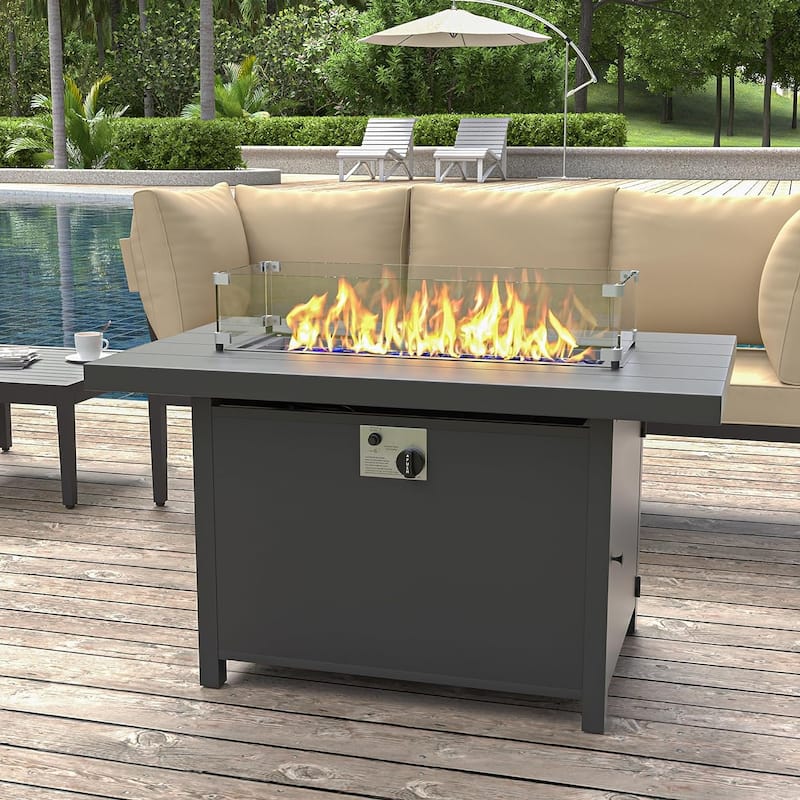 Kullavik Aluminum Propane Fire Pit Table 43 Inch 55,000 BTU