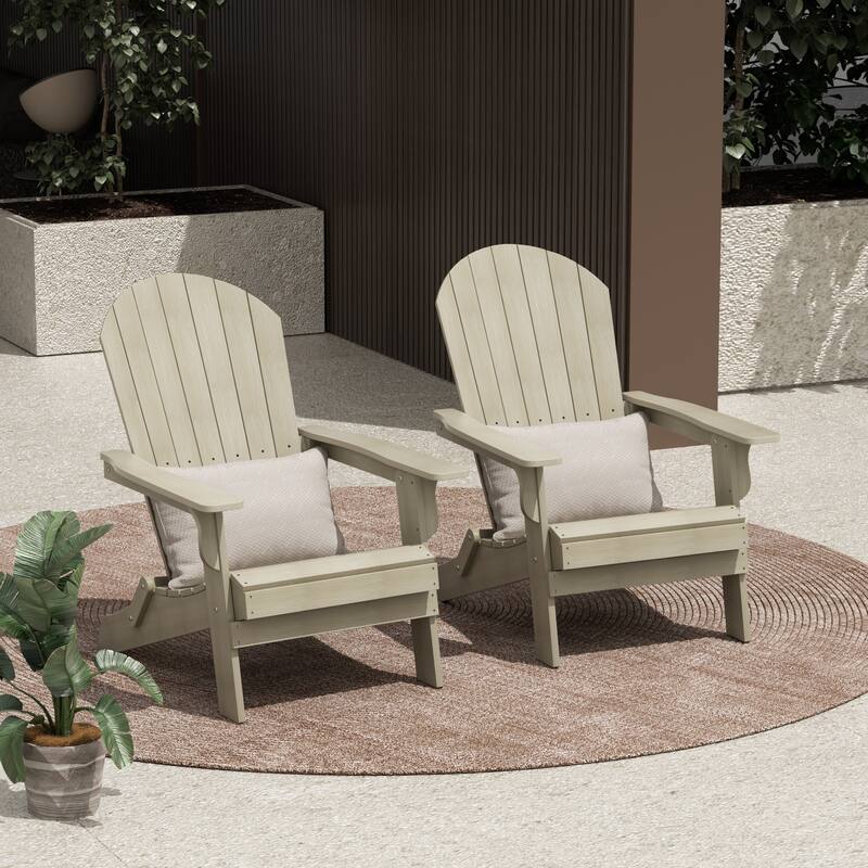 Vineyard HIPS Outdoor Folding Eco-Friendly All Weather Seashell Adirondack Chair (Set of 2) - Weathered Gray