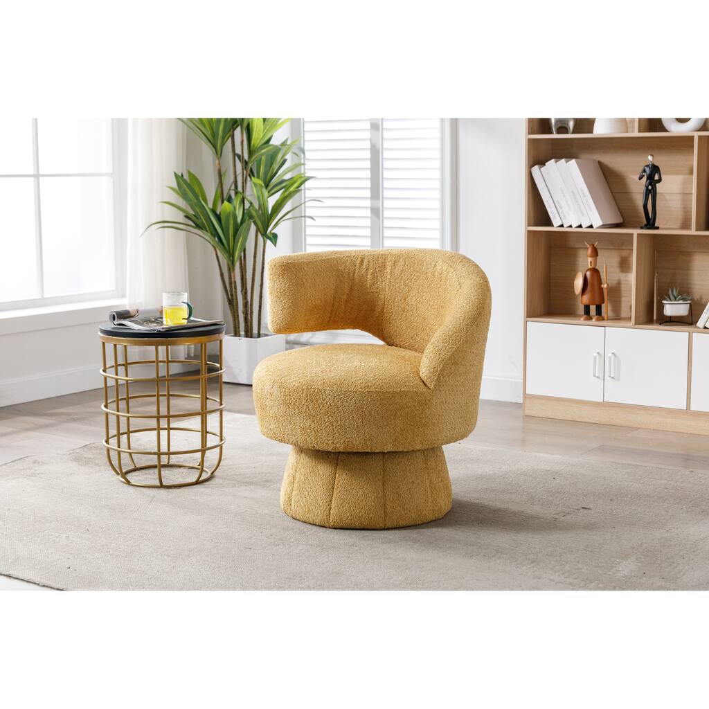Round Upholstered Swivel Barrel Accent Chairs