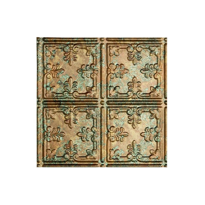 FASÄDE Traditional Style 10 Decorative Vinyl 2ft x 4ft Glue Up Ceiling Panel in Copper Fantasy (5 Pack) - 12in x 12in Sample - Copper Fantasy