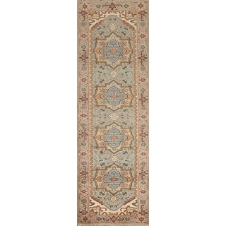Geometric Heriz Serapi Oriental Runner Rug Handmade Wool Carpet - 2'7" x 9'10"
