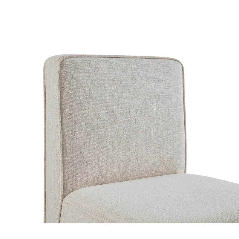Upholstery Dining Chairs with Casters Set of 2 - Off White