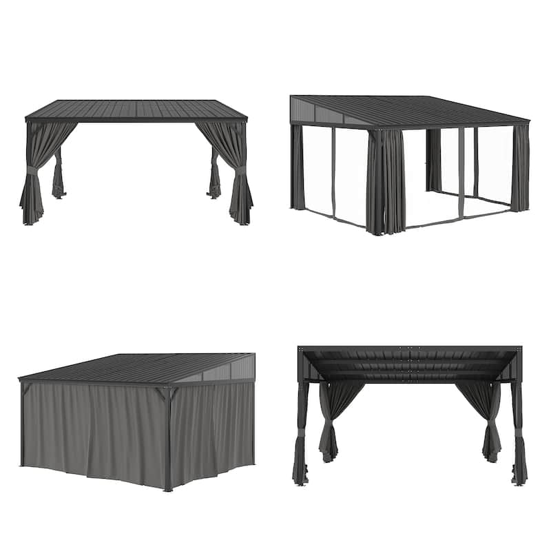 Aluminum Patio Gazebo Curtains Mosquito Netting Outdoor Canopy Backyard Poolside Garage Door