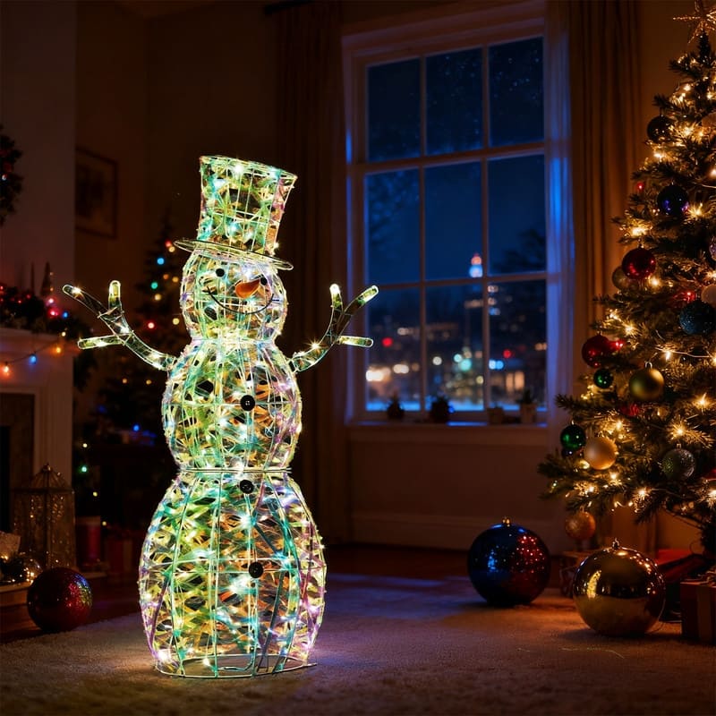 4FT Lighted Iridescent Snowman Christmas Decorations