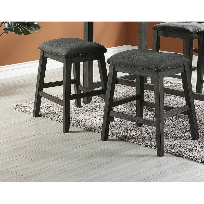 5 Piece Counter Height Dining Table Set, Wooden Kitchen Breakfast Table Set with Storage Shelves, 2 High Chairs & 2 Stools