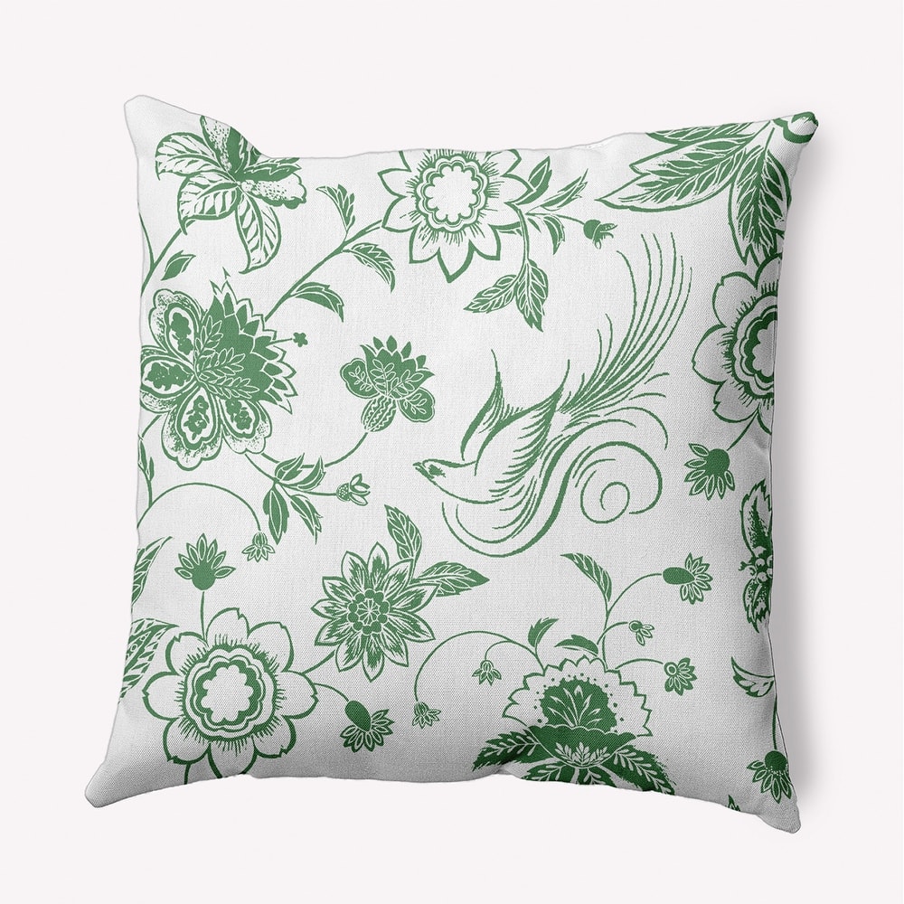 Traditional Bird Floral Polyester Indoor Pillow