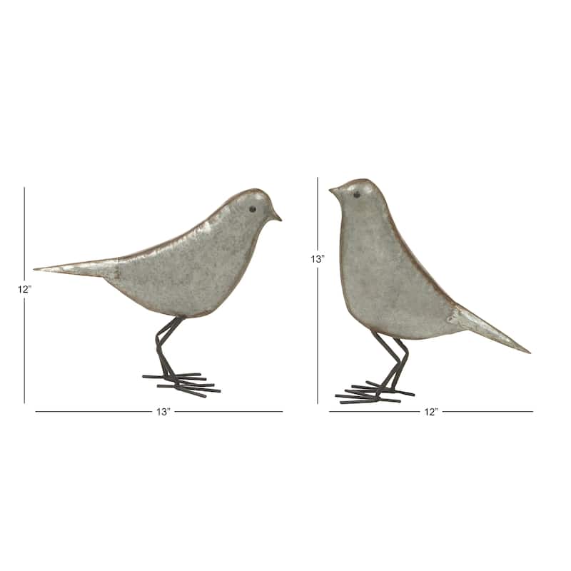 Grey Iron Farmhouse Sculpture Bird (Set of 2) - 5 x 12 x 13