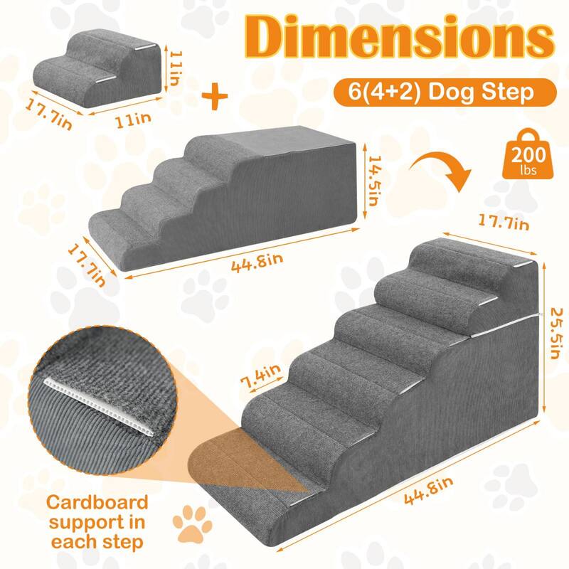DoCred Non-Slip Convertible Pet Steps with Removable Washable Cover