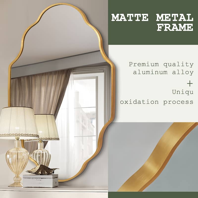 Scalloped Aluminum Alloy Framed Irregular Wall Mirror