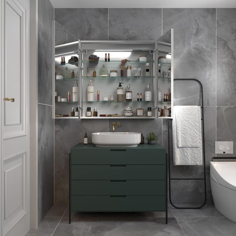 ExBrite Led Lighted Medicine Cabinet Recessed or Surface with Mirrors