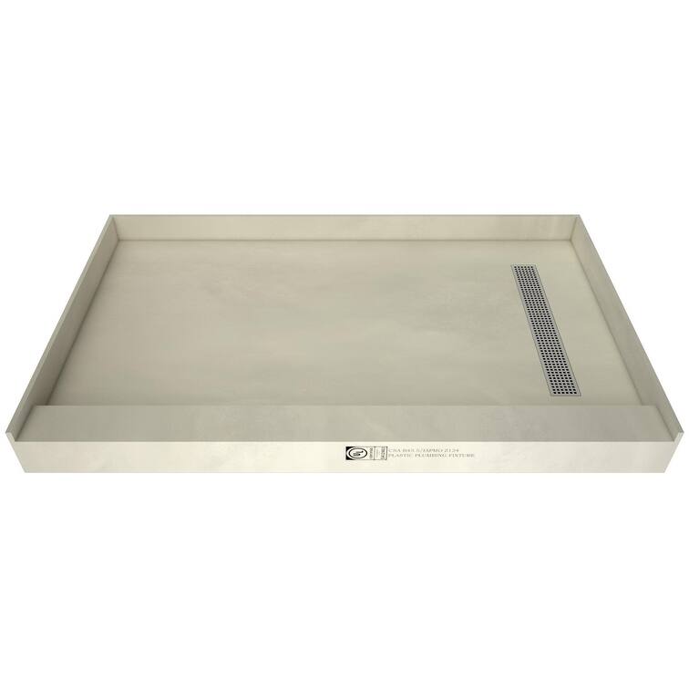 Tile Redi RT3754RPVC Redi Trench 54" x 37" Rectangular Shower Base - Polished Chrome