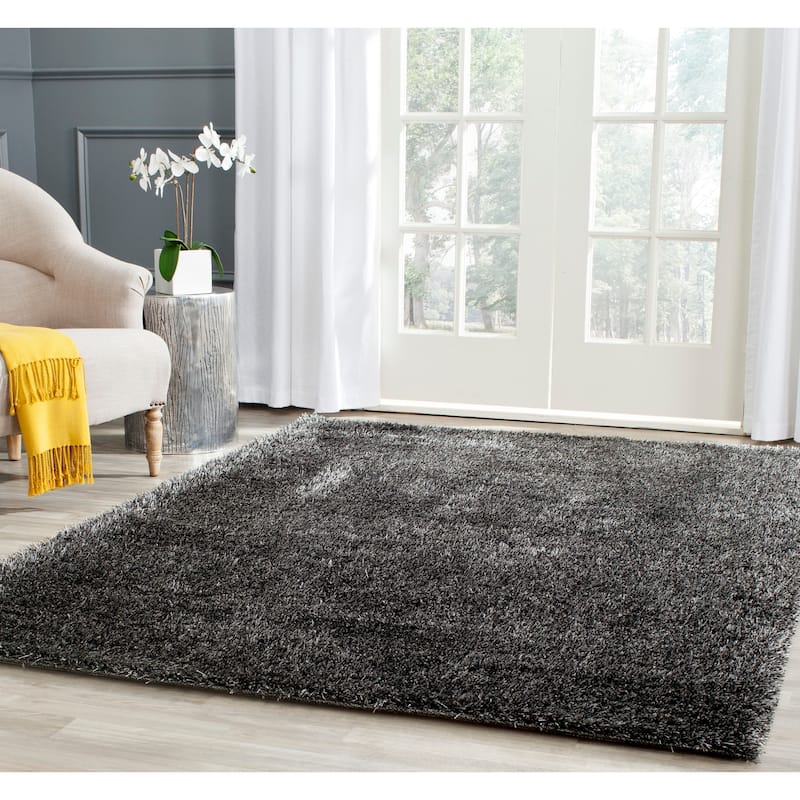 SAFAVIEH Charlotte Shag Truc Solid 2-inch Thick Rug - 5'1" x 7'6" - Charcoal