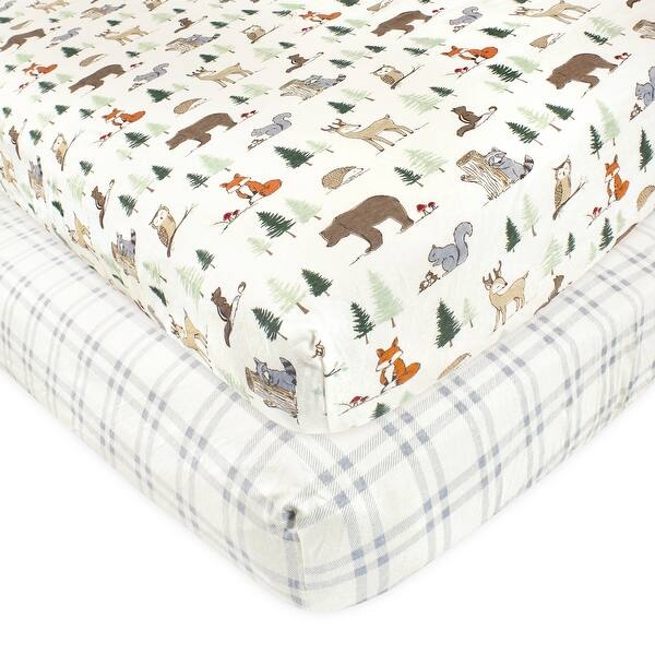 slide 1 of 1, Hudson Baby Cotton Fitted Crib Sheet, Forest Animals, One Size - Forest Animals - One Size One Size - Forest Animals