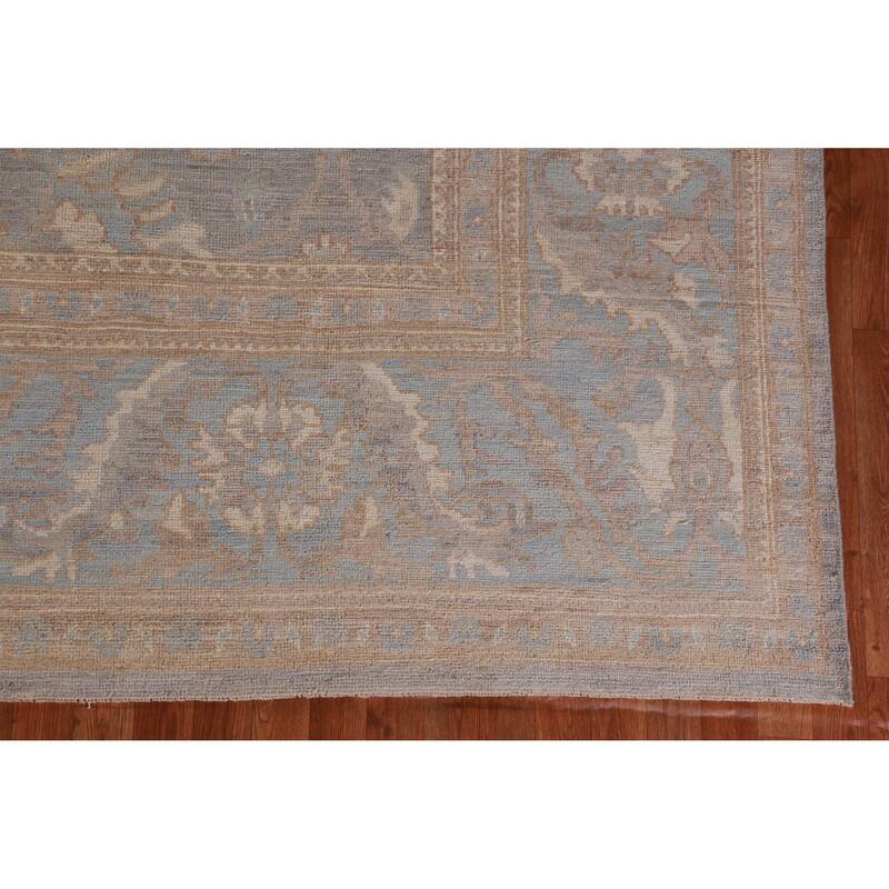 Hand Knotted Oriental 100% Wool Carpet Transitional All-Over Greys & Charcoal Oushak Area Rug - 13' 10'' X 10' 1''