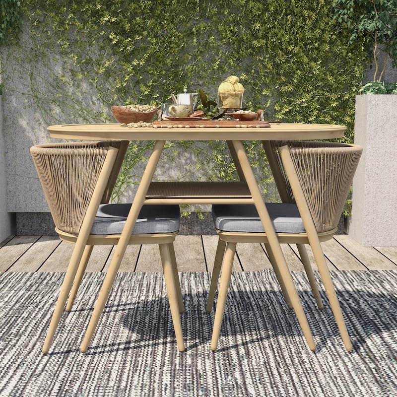 Small Space Mid-Century Modern 3-Piece Aluminum Outdoor Bistro Set by Furniture of America