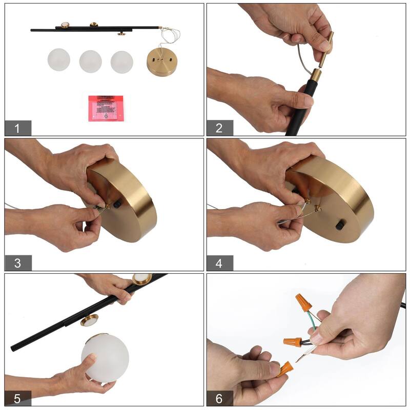 Modern Linear Glam LED Chandelier with Globe Glass for Entryway - W10.5" x H34"-93"