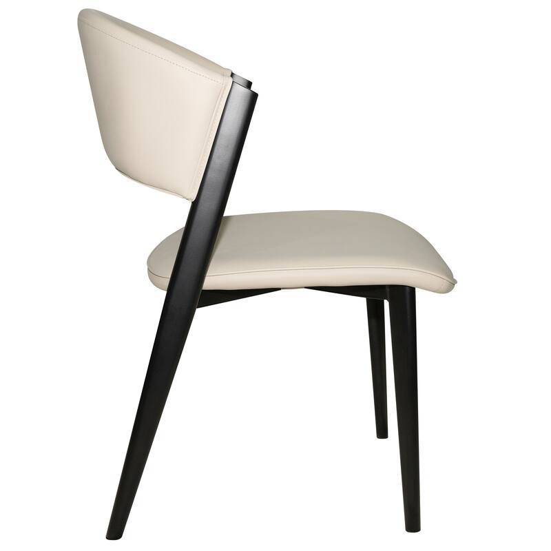 Modern Leather Dining Chair - Upholstered Accent Chair with Metal Legs, Curved Open Back & No Assembly - For Kitchen or Office