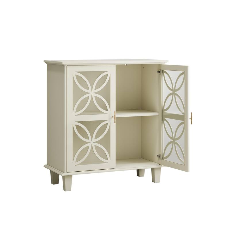 Adjustable Shelf Sideboard Buffet Storage Cabinet, Tempered Glass Door Freestanding Bathroom Cabinet.