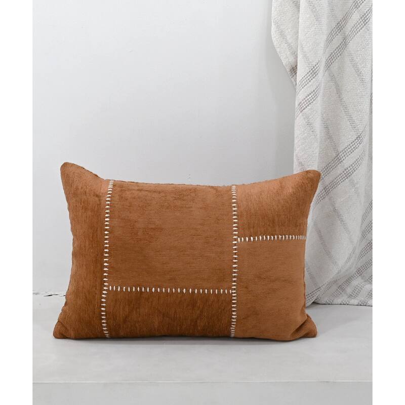 Vibhsa Baltic Cut and Sew Rice Stitched Throw Pillow, 14" x 24"