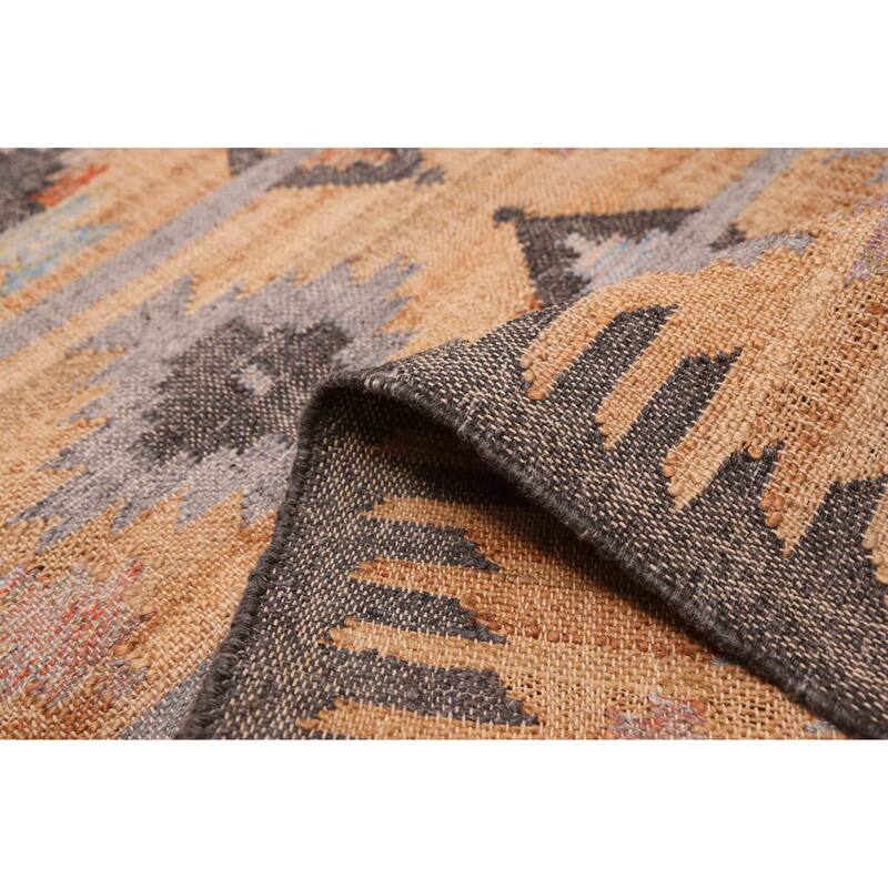 ECARPETGALLERY Flat-Weave Palas Denizli Tan Jute, Rayon Kilim - 5'3 x 7'9