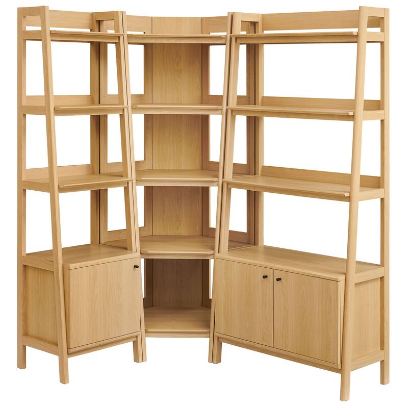 Bixby 3 Piece Corner Bookshelf Set With Wide and Narrow Bookshelves