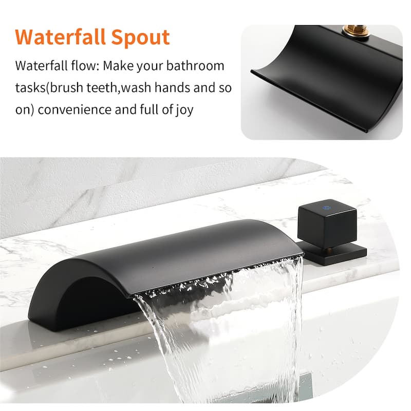 Deck Mount Tub Faucet With Hand Sprayer Brass Roman Bathtub Faucet Modern Waterfall Tub Filler With Handheld Showe