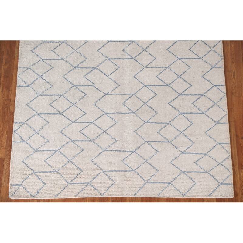 All-Over Trellis Moroccan Oriental Area Rug Hand-Knotted Wool Carpet - 5'1"x 8'0"