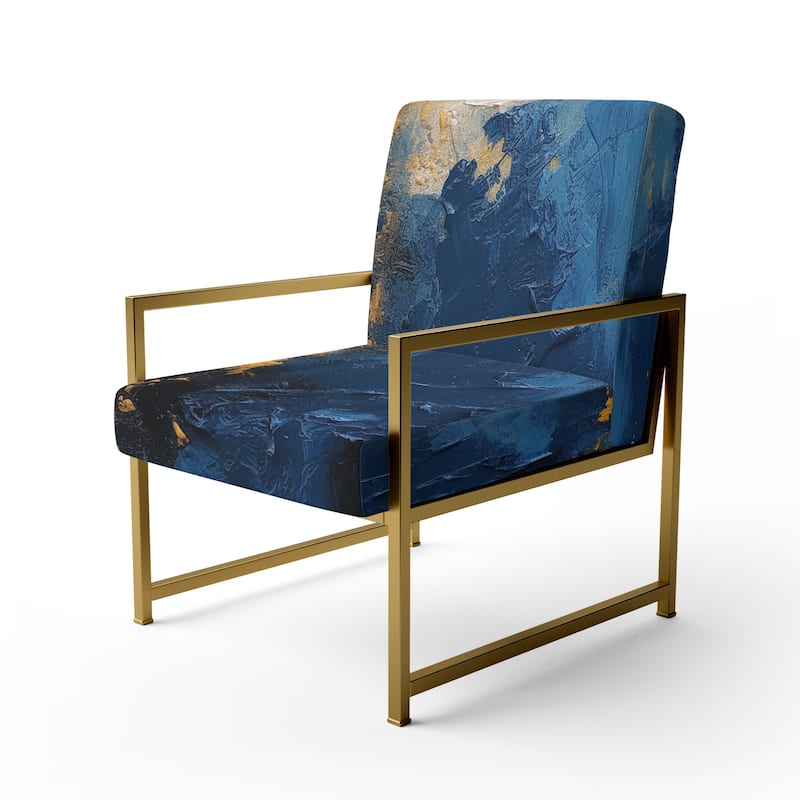 Designart "Blue and Yellow Intuitive Expressions I" Upholstered Abstract Accent Chair and Modern & Contemporary Arm Chair