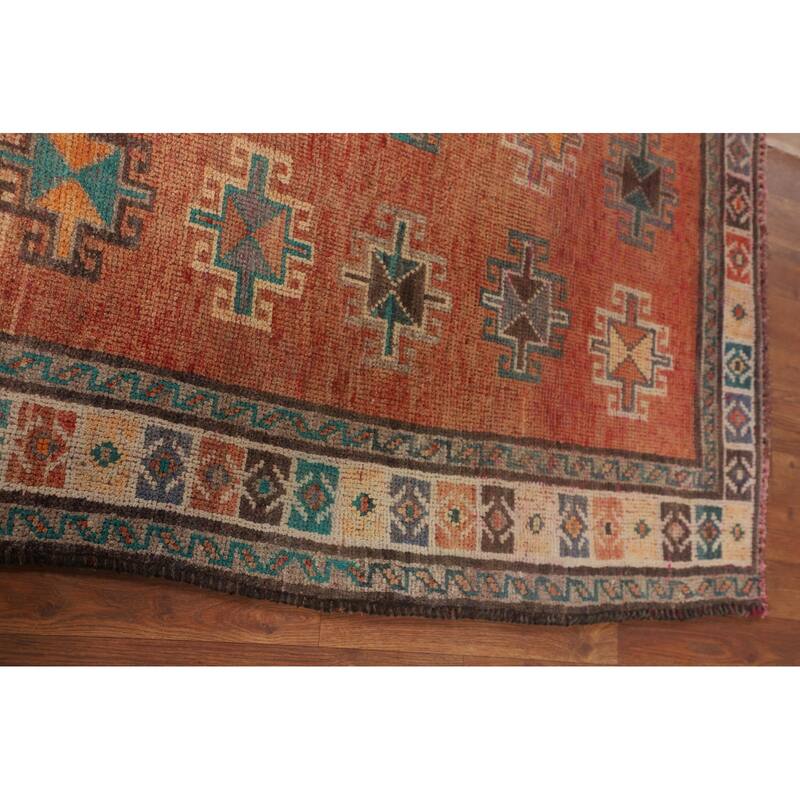 Geometric Shiraz Persian Accent Rug Hand-Knotted Wool Carpet - 4'4" x 6'4"