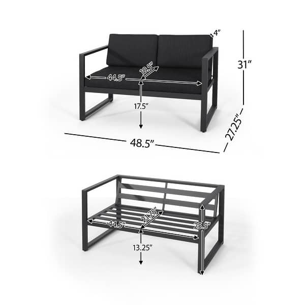 dimension image slide 2 of 3, Navan Outdoor 4-piece Conversation Set by Christopher Knight Home