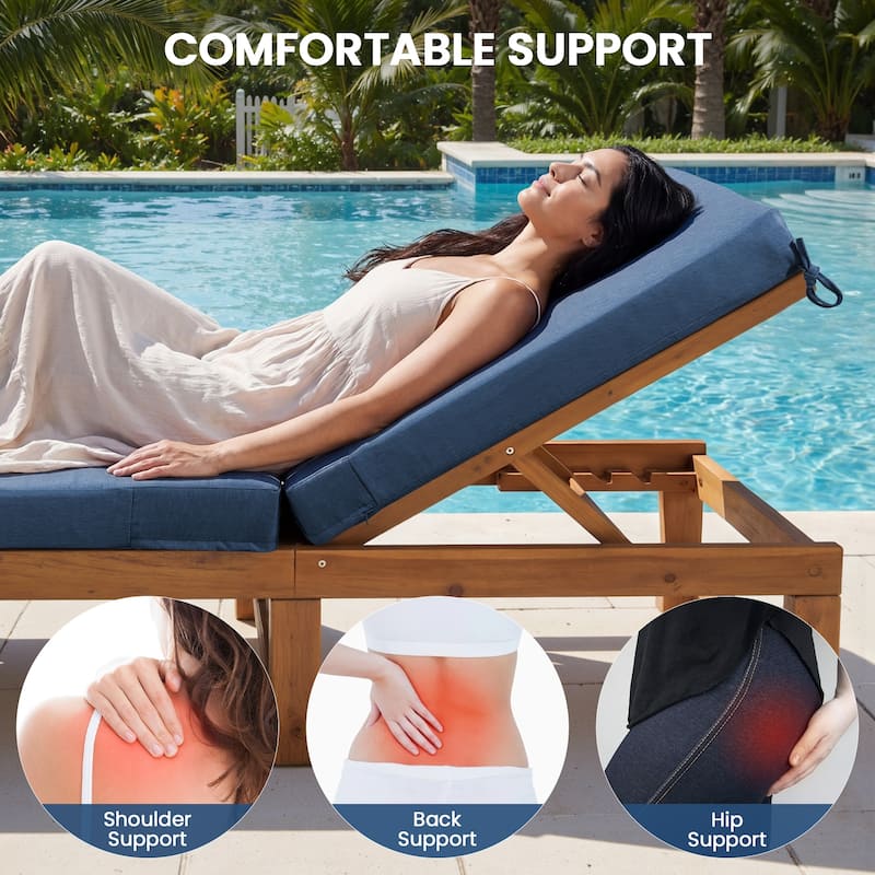 Pocassy 71x22 Inch Outdoor Chaise Lounge Cushions with Zipper