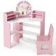 preview thumbnail 7 of 5, 2 in 1 Toddler Vanity Table & Chair Set w/Lighted Mirror for Girls Pink