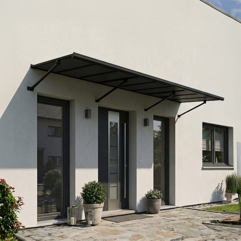 Canopia Augustine 3 ft. Black/Gray Door and Window Awning