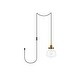 preview thumbnail 17 of 18, Lina 1-Light Plug in Pendant with Clear Bubble Shade - Black - 8" Diameter Brass and Seeded Shade