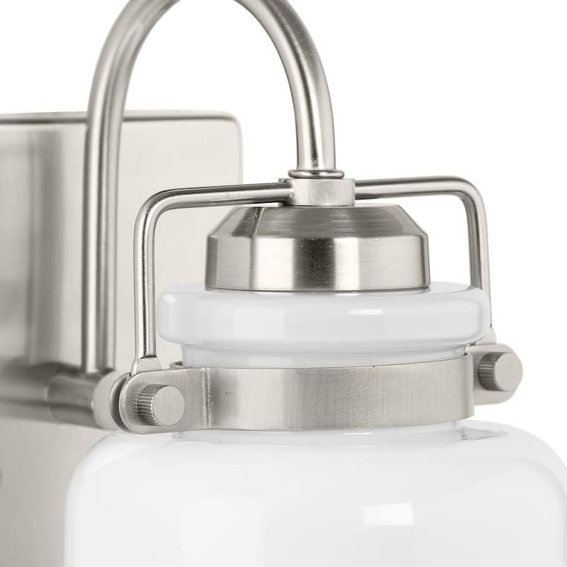 Fessler Collection One-Light Brushed Nickel Opal Glass Farmhouse Bath Light - 5 in x 7 in x 9 in