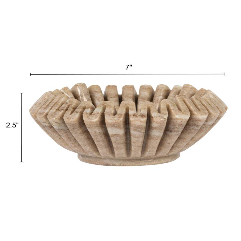 Marble Pleated Dish - 7.0"L x 7.0"W x 2.5"H