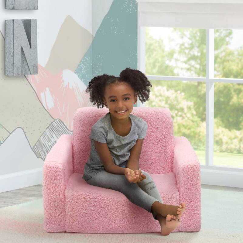 Cozee Flip-Out Sherpa 2-in-1 Convertible Chair to Lounger for Kids