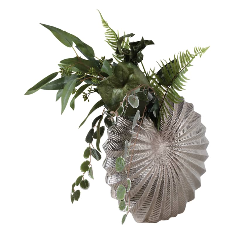 Metal Vase Aluminum Decorative Accent Coastal Glam Style - 10" Silver