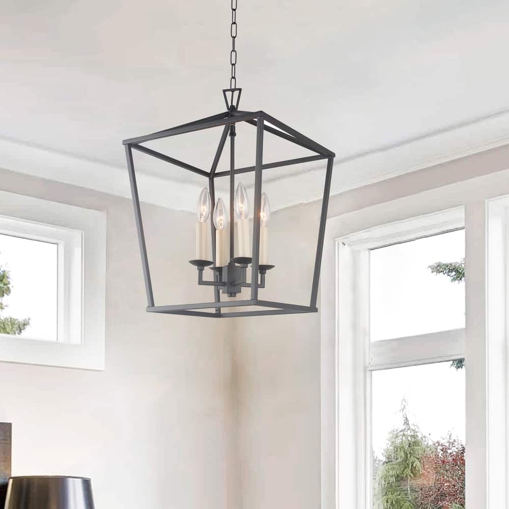Candle Style Lantern Pendant Stairway or Kitchen Island Open Cage Chandelier