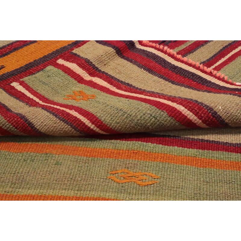 Hand Woven Oriental 100% Wool Carpet Southwestern Tribal Multi-Colored Kilim Area Rug - 8' 2'' X 4' 9''