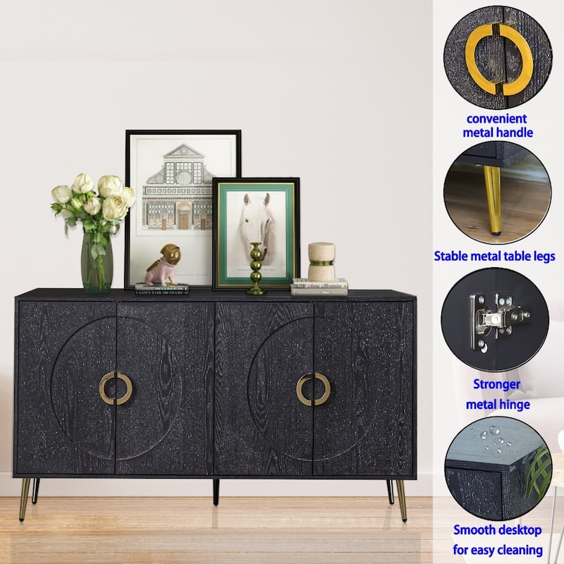 Modern Lacquered 4 Door Wooden Cabinet Sideboard Buffet Server Cabinet Storage Cabinet