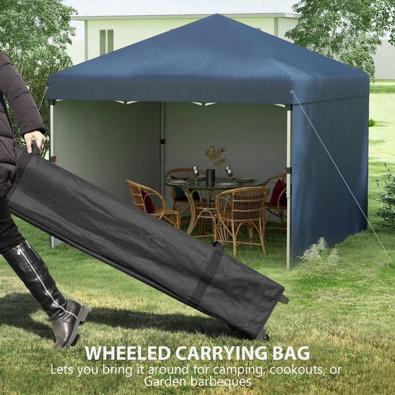 Outsunny 10' x 10' Pop Up Canopy with 3 Sidewalls, Leg Weight Bags and Carry Bag, Height Adjustable Party Tent