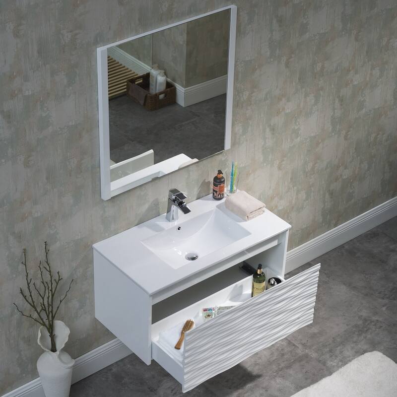 Contemporary White Floating Vanity Set